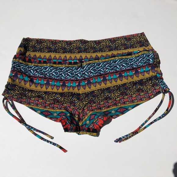 la Vie en Rose Aqua Mid Rise Geometric Print Bikini Bottoms Multi Colors Size S - Picture 3 of 9
